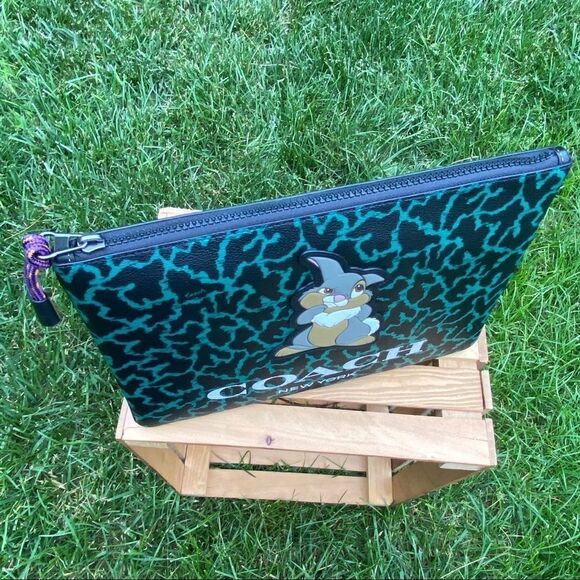 Coach Disney Thumper Animal Print Large Zippered Sleeve IPad Pouch Bag NWT - Picture 6 of 14